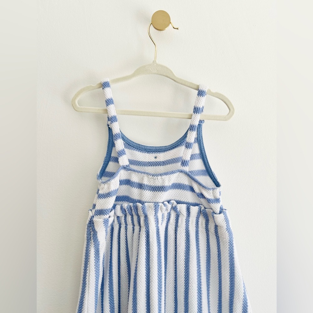 Vince Camuto Kids Dress in Blue and White Stripes with Button Accents | Girls 5 - Picture 4 of 7